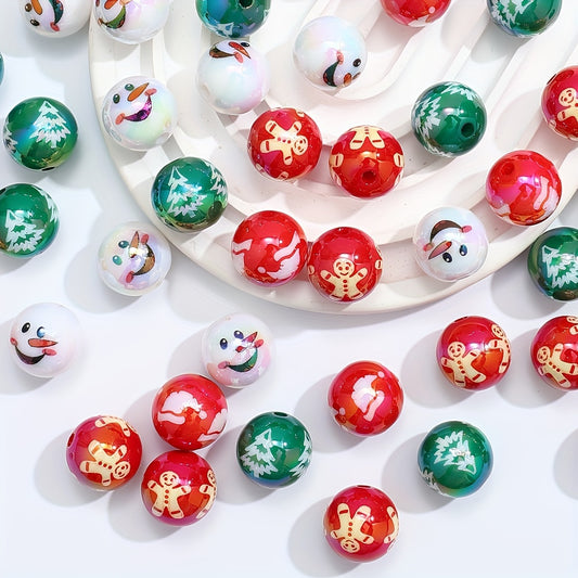 10pcs 16mm Christmas Acrylic Round Beads