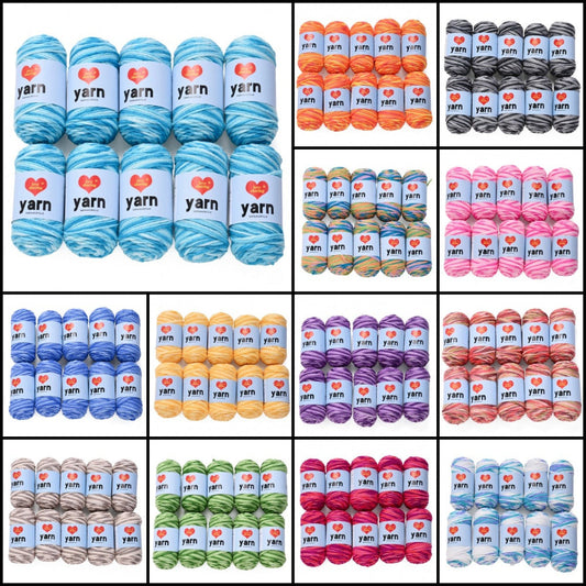 10PCS 10×4cm Rainbow Gradient Polyester Knitting Yarn