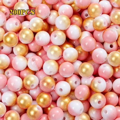 100/200pcs 6/8mm Gradient Acrylic Round Beads