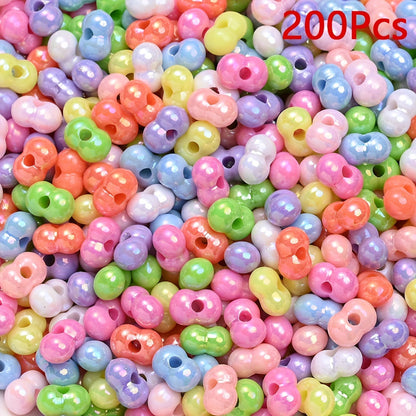 100/200PCS Multicolor Acrylic Peanut Bead Set