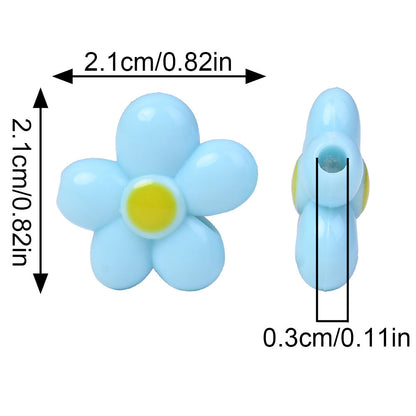 20pcs 21mm Acrylic Straight Hole Flower Spacer Beads