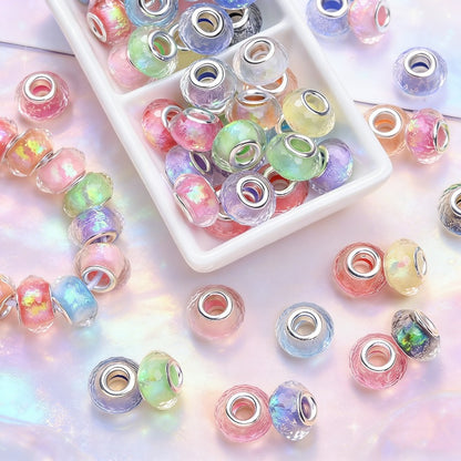 30pcs 9x14mm AB Color Faceted Acrylic Large Hole Beads