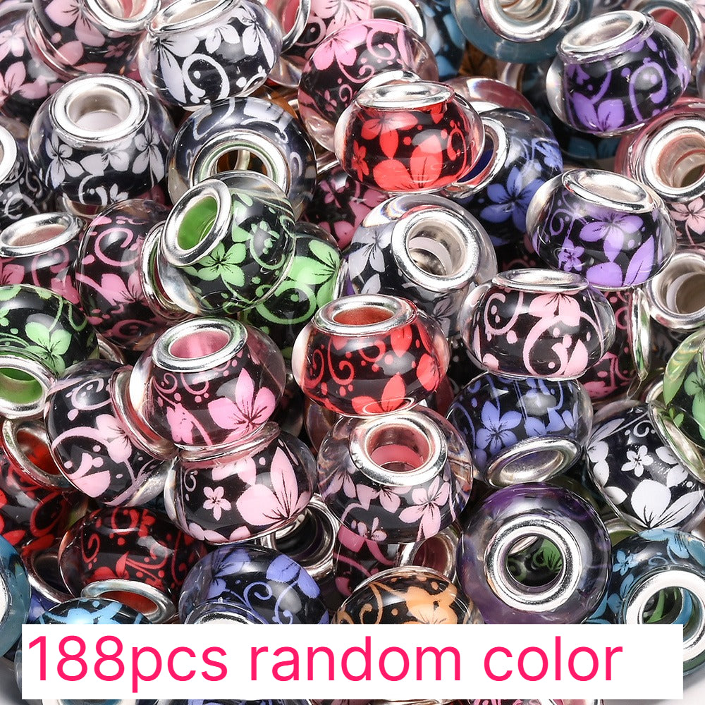 188pcs Sparkling Acrylic Large Hole Spacer Beads
