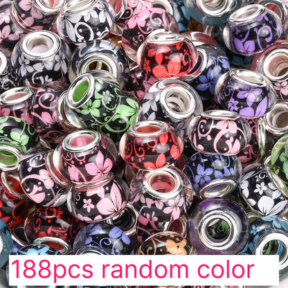 188pcs Sparkling Acrylic Large Hole Spacer Beads