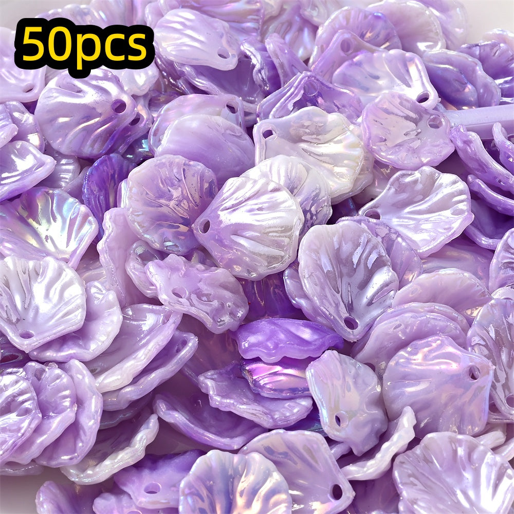50pcs 15x17mm Acrylic Shell & Leaf Beads