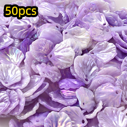 50pcs 15x17mm Acrylic Shell & Leaf Beads