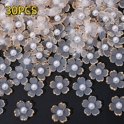 30pcs 15mm Cherry Blossom Acrylic Patch Beads
