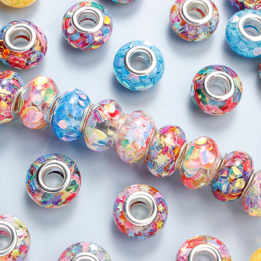 20PCS 9×14mm AB Mixed-Color Large-Hole Acrylic Beads