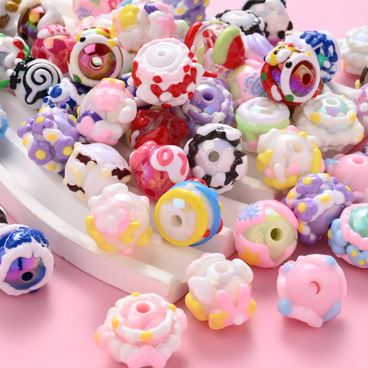 Painted Mixed Color Acrylic Beads