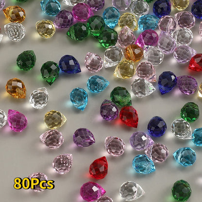 40/80/200pcs 8x10mm Multi-Faceted Transparent Glass Beads