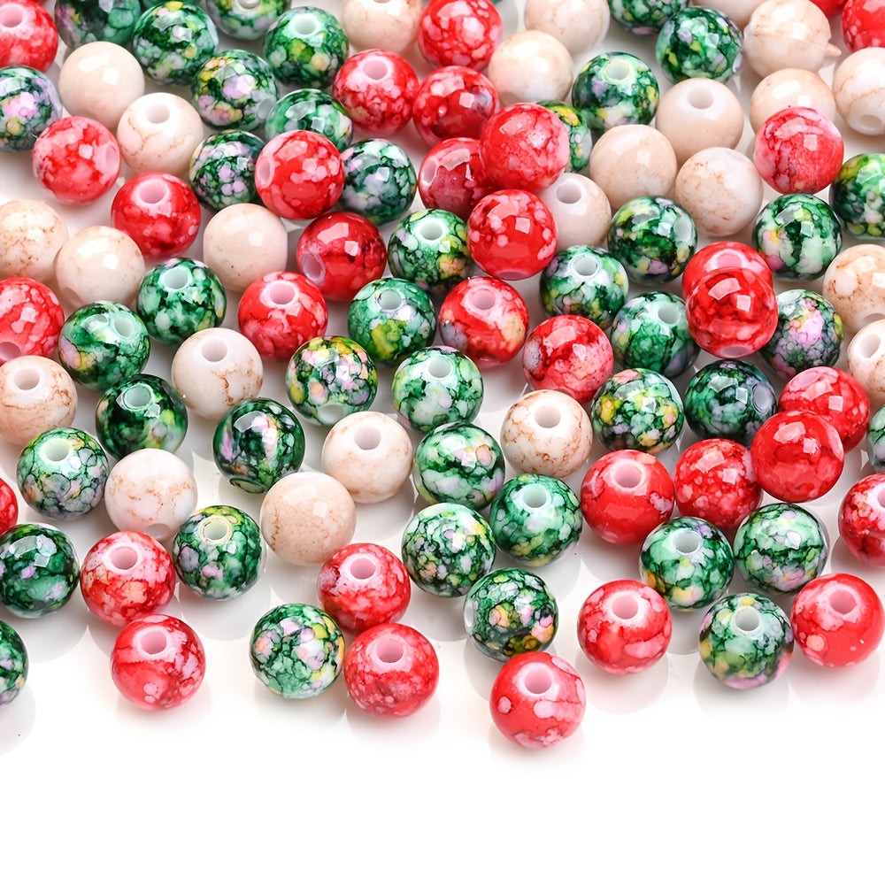 100PCS 8mm Christmas Cracked Acrylic Bead Set