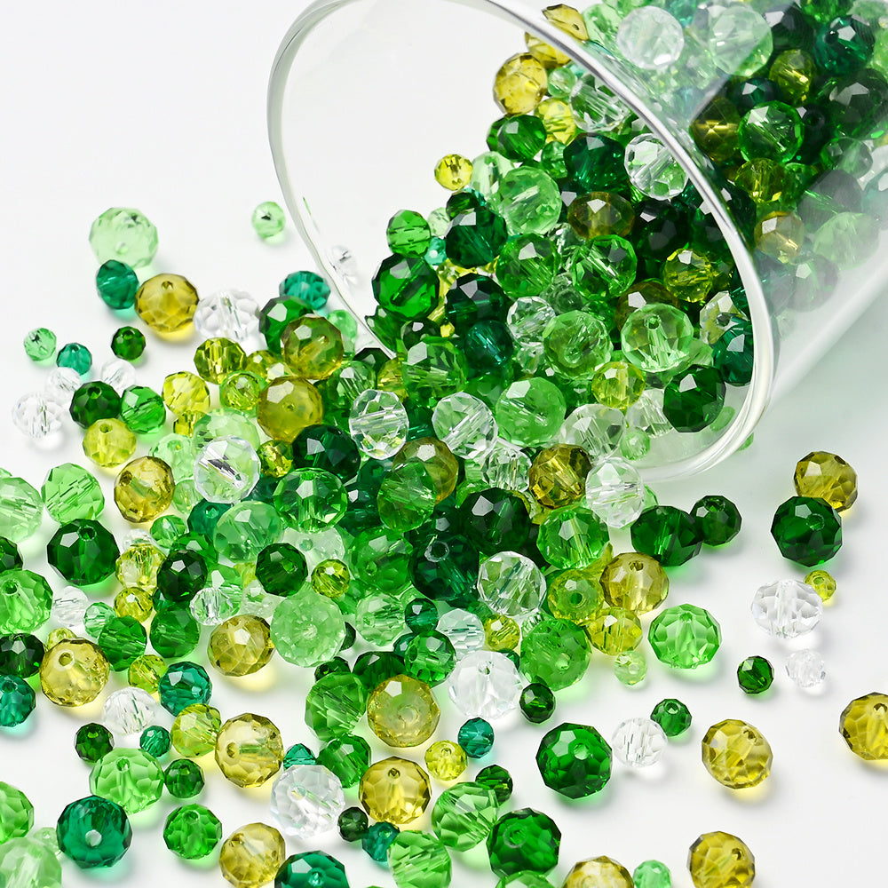 Green Faceted Glass Rhinestone Beads