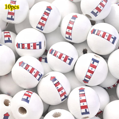 Marine-Themed Wooden Beads