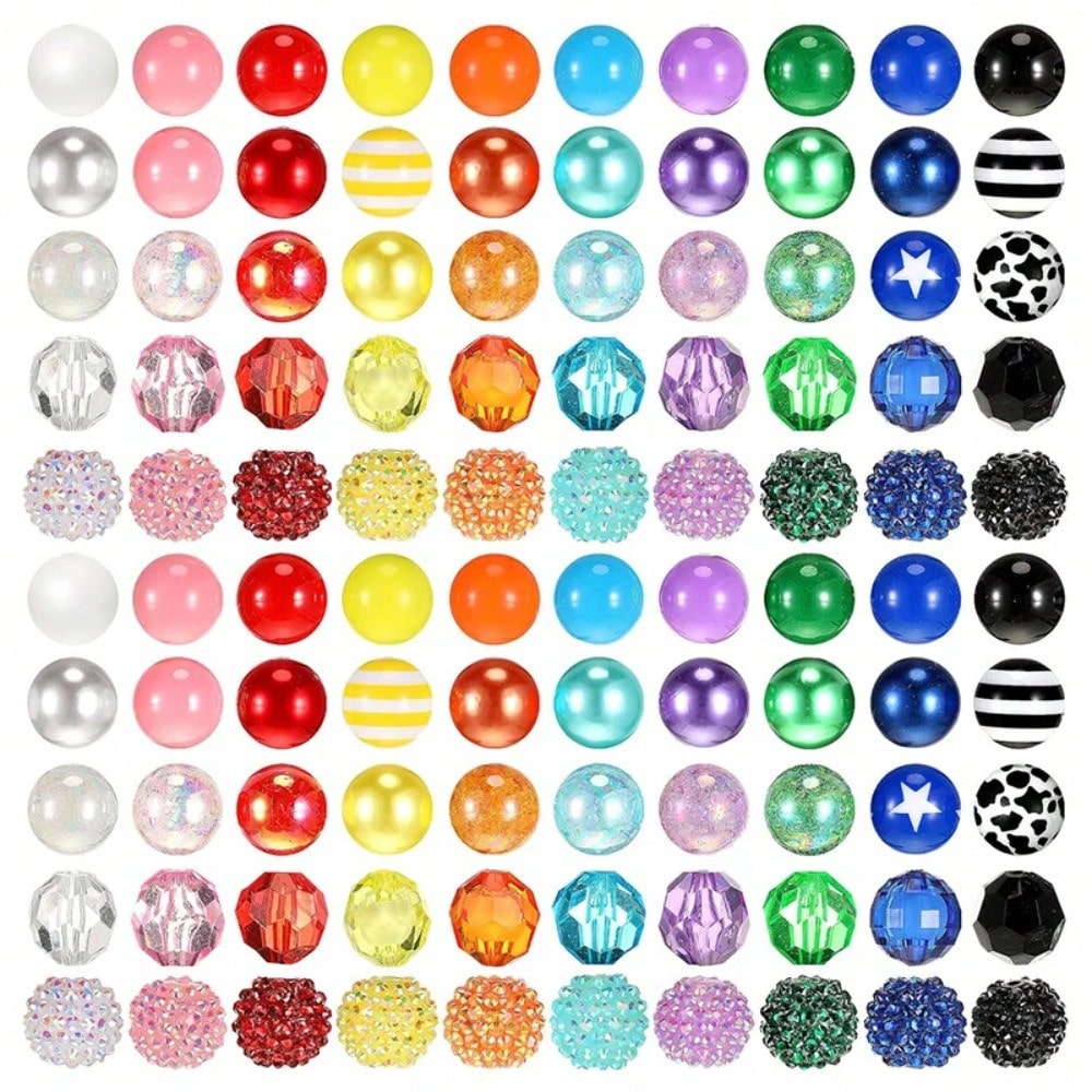 Rainbow Bubblegum Rhinestone Beads