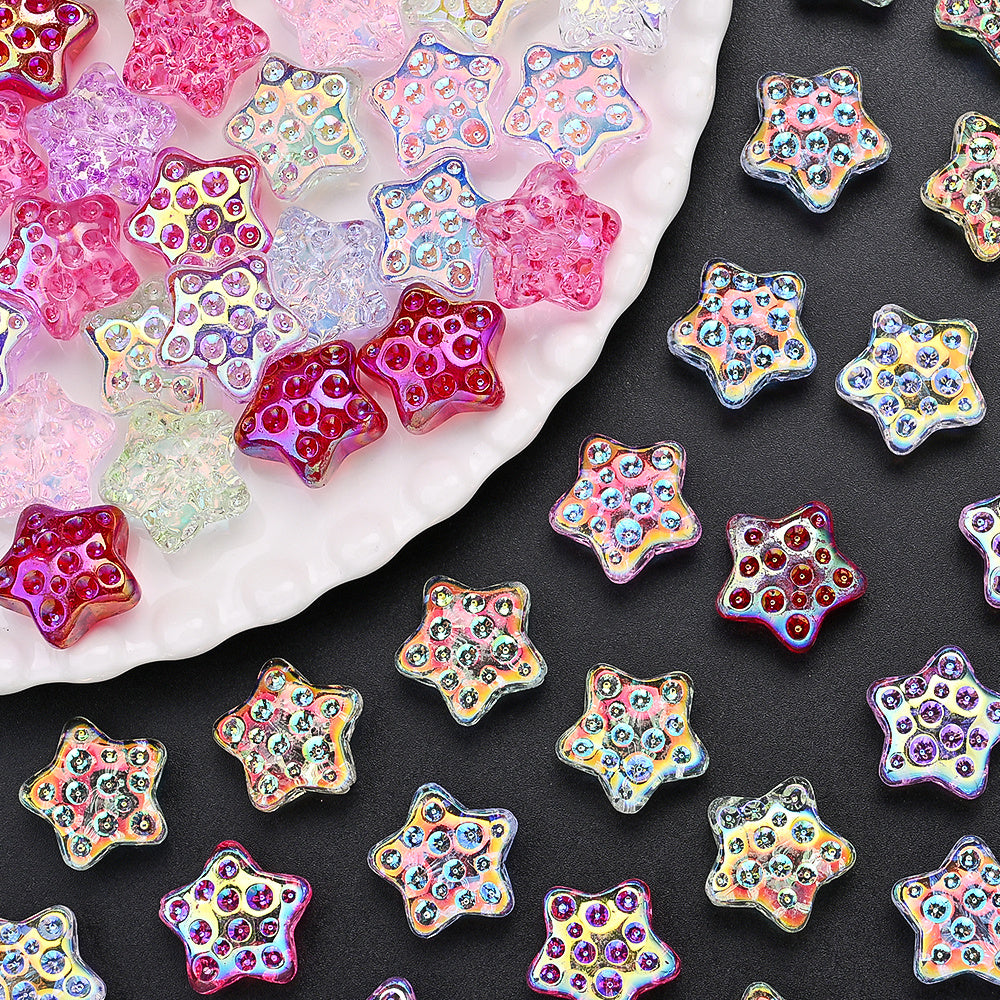 10pcs 18mm Vibrant Star Glass Beads