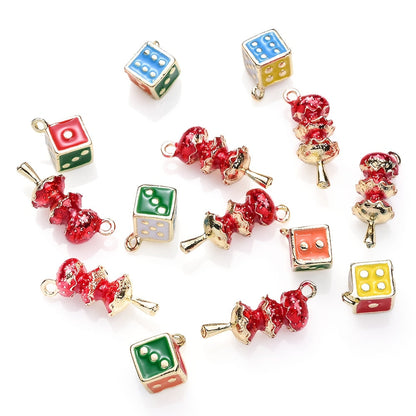 Candied Gourd Dice Alloy Pendants