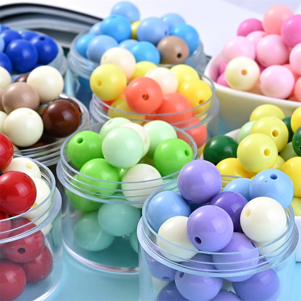 50pcs 16mm Vibrant Acrylic Round Spacer Beads