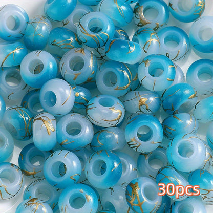 30pcs 9x14mm Golden Wire Acrylic Large Hole Beads
