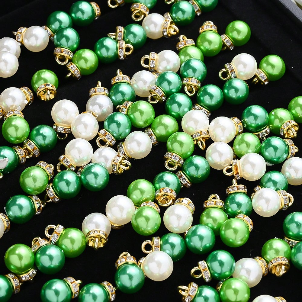 Green Imitation Pearl Pendant Beads