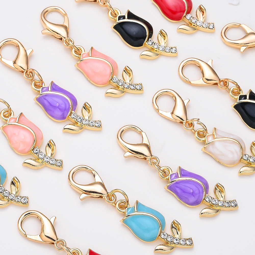 12PCS Sparkling Tulip Mini Keychain Set