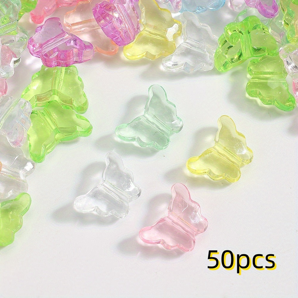 50pcs Transparent Butterfly Acrylic Beads