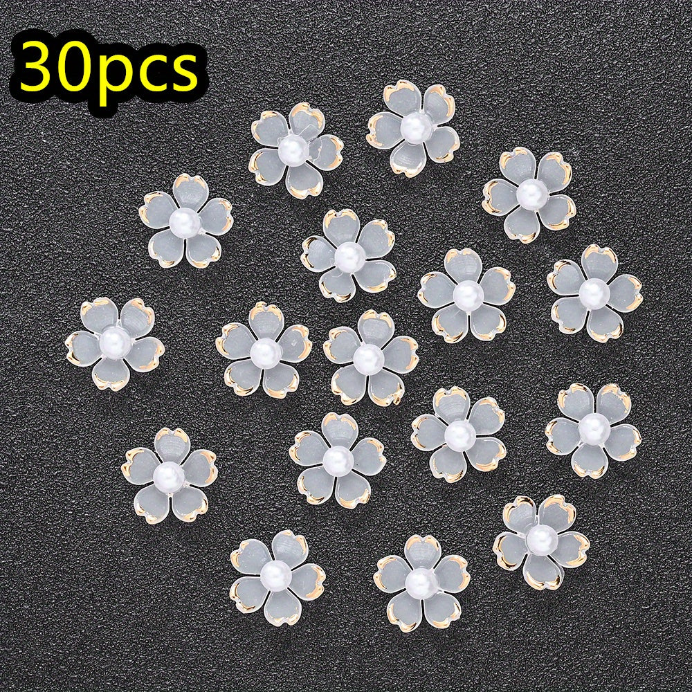 30pcs/set Transparent White Acrylic Cherry Blossom Flower Beads