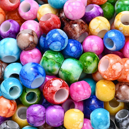 10/12mm Mixed Color Acrylic Large Hole Round Beads
