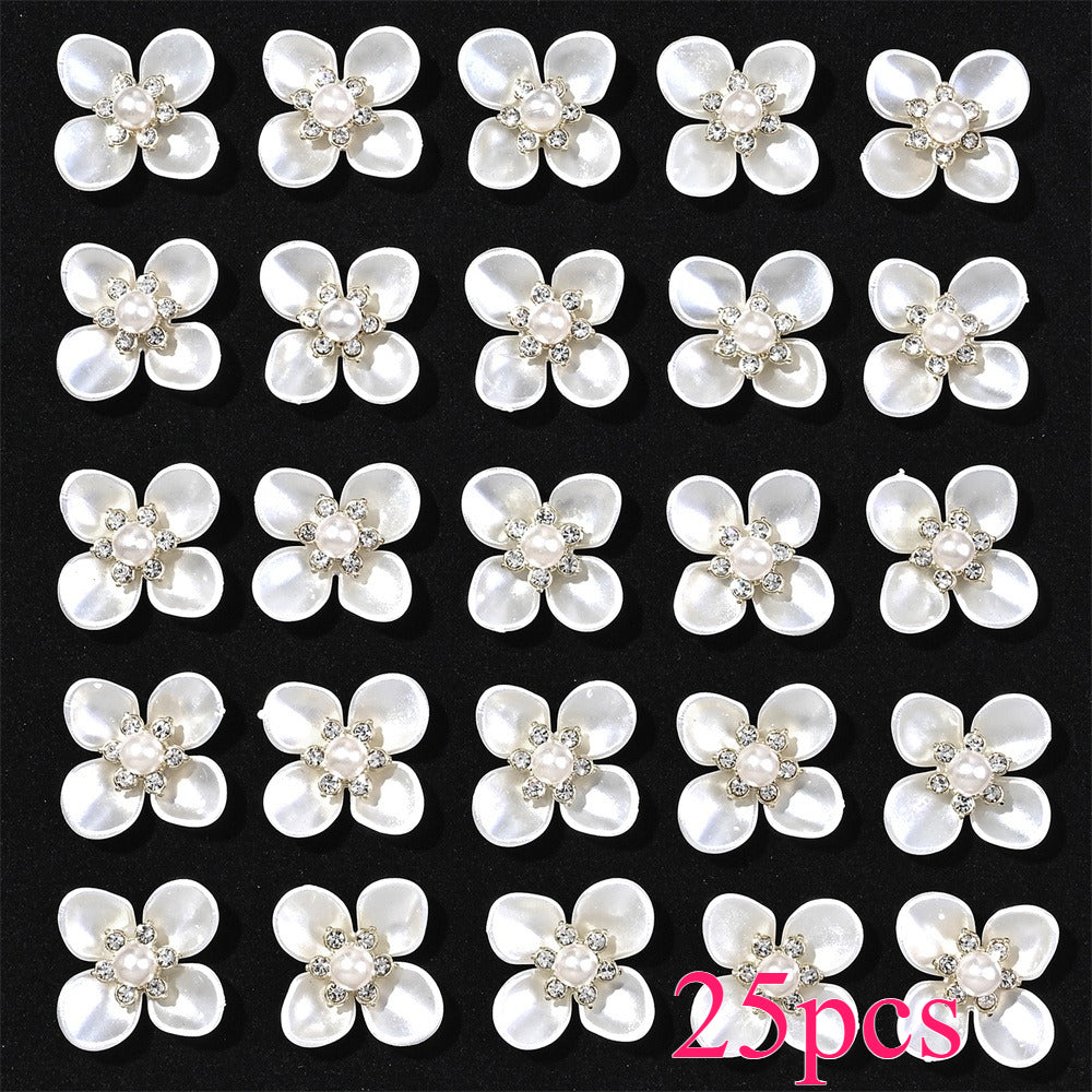 25-Piece Sparkling Rhinestone Flower Flatback Beads