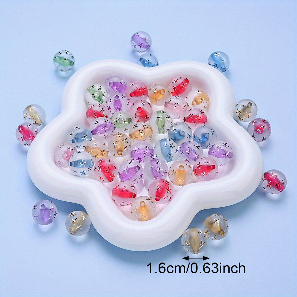 10pcs 16mm Colorful Starfish Print Acrylic Beads