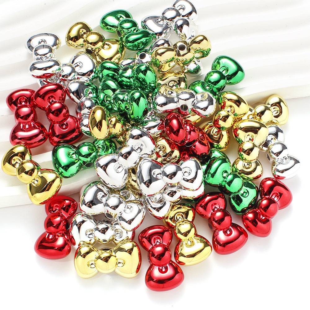 10pcs 15x26mm Christmas Bow Acrylic Beads