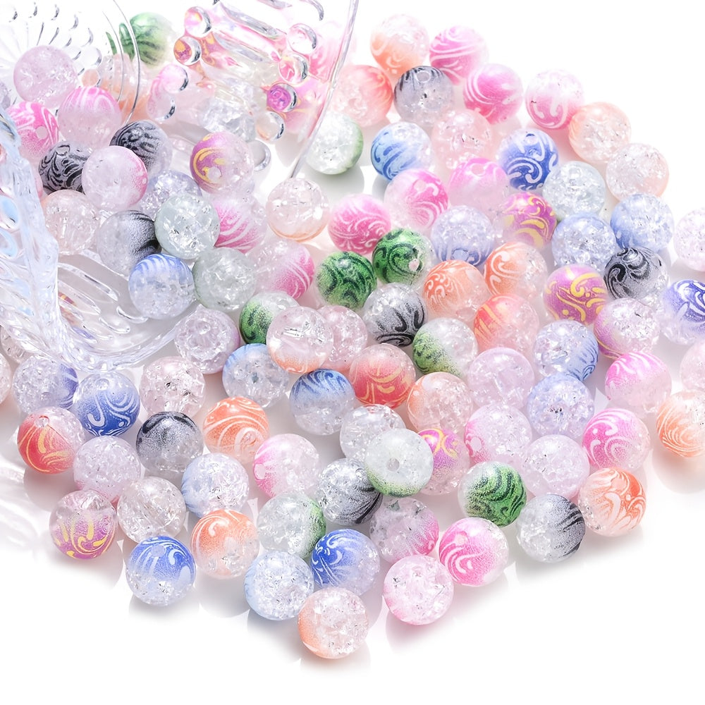 10mm Acrylic Gradient Cracked Beads - DIY Jewelry Making Kit for Bracelets