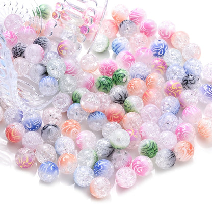 10mm Acrylic Gradient Cracked Beads - DIY Jewelry Making Kit for Bracelets