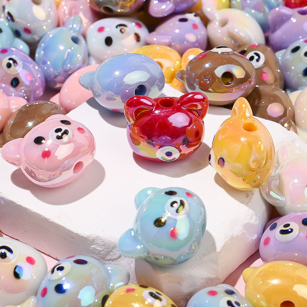 Shiny UV Bear Head Beads