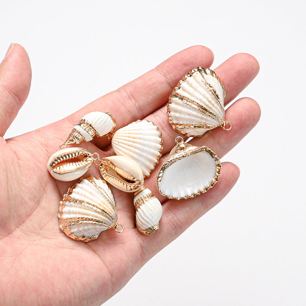 8pcs Multi-Color Printed Conch Shell Beads