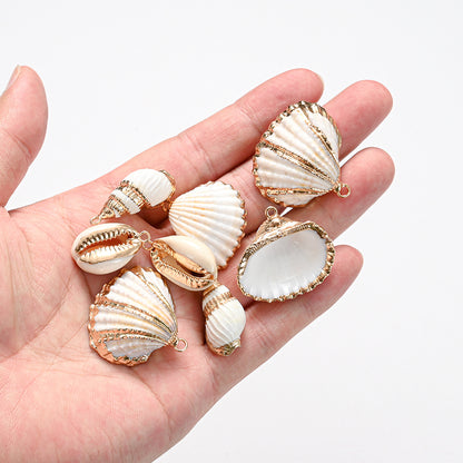 8pcs Multi-Color Printed Conch Shell Beads