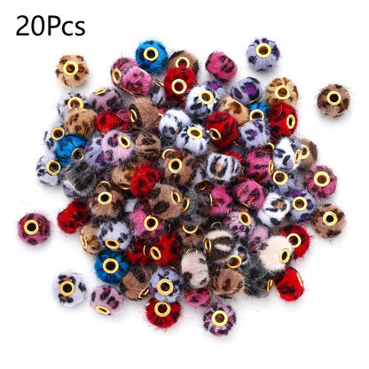 Leopard Print Plush Ball Beads