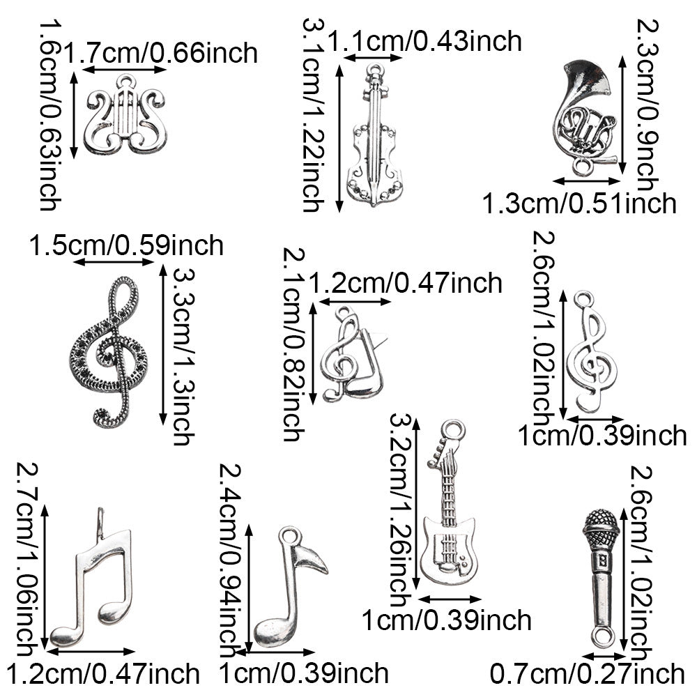 60-Piece Silver Musical Instrument & Music Note Charms