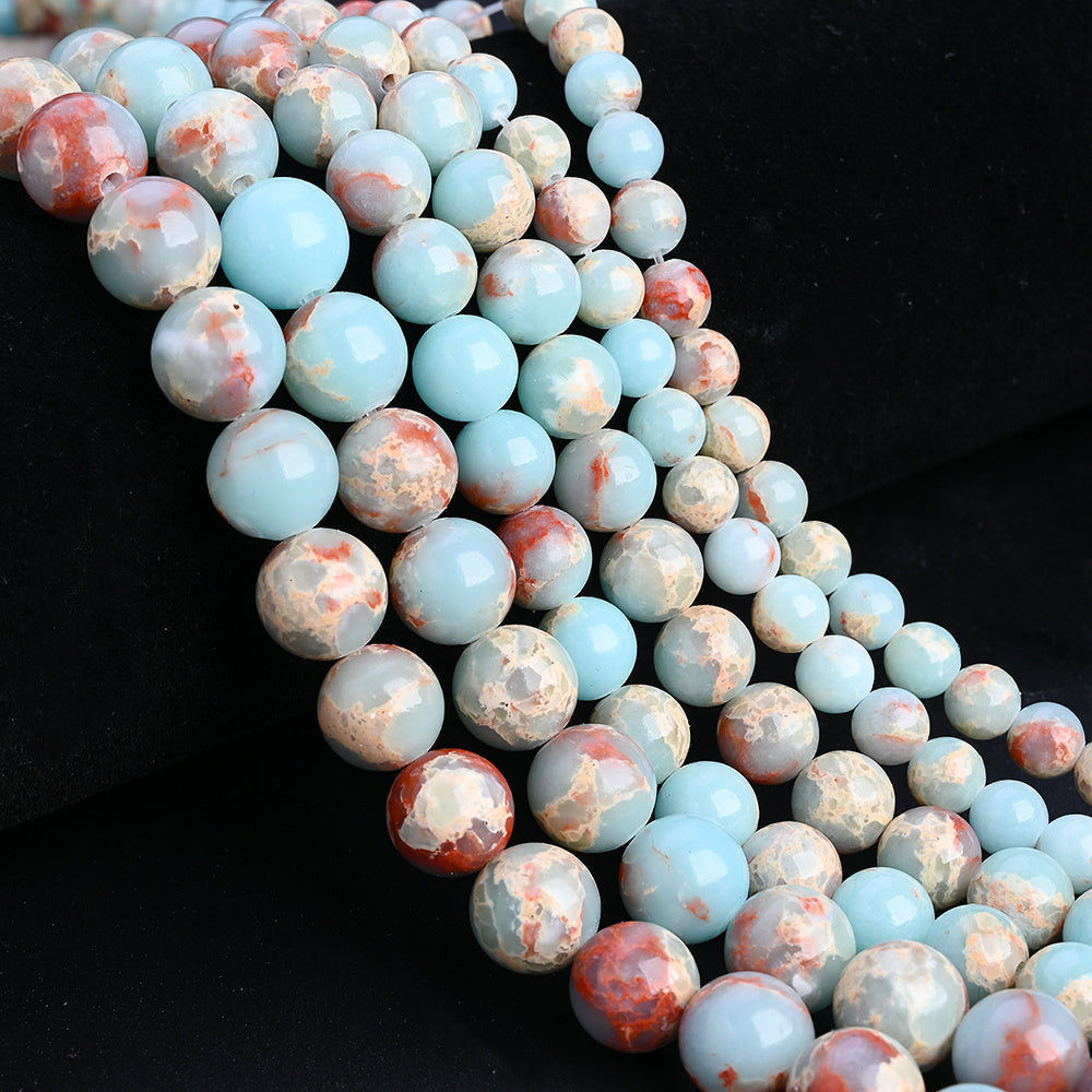 Light Blue Textured Round Beads