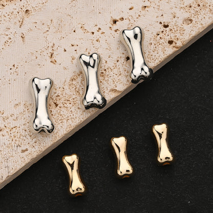 30/50pcs 15/20mm Golden & Silvery Bone-Shaped CCB Beads