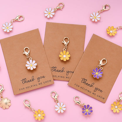 Daisy Flower Keychain with Thank You Card