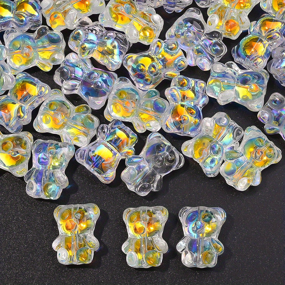 20PCS 15×12mm Transparent AB Bear Glass Spacer Beads