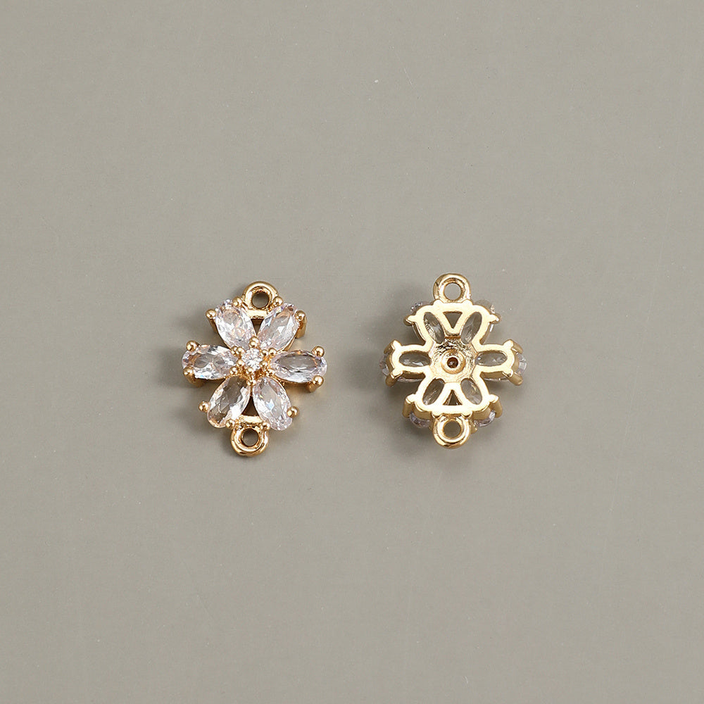Glass Flower Rhinestone Connectors