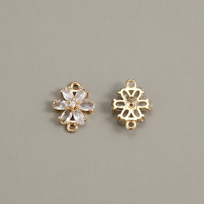 Glass Flower Rhinestone Connectors