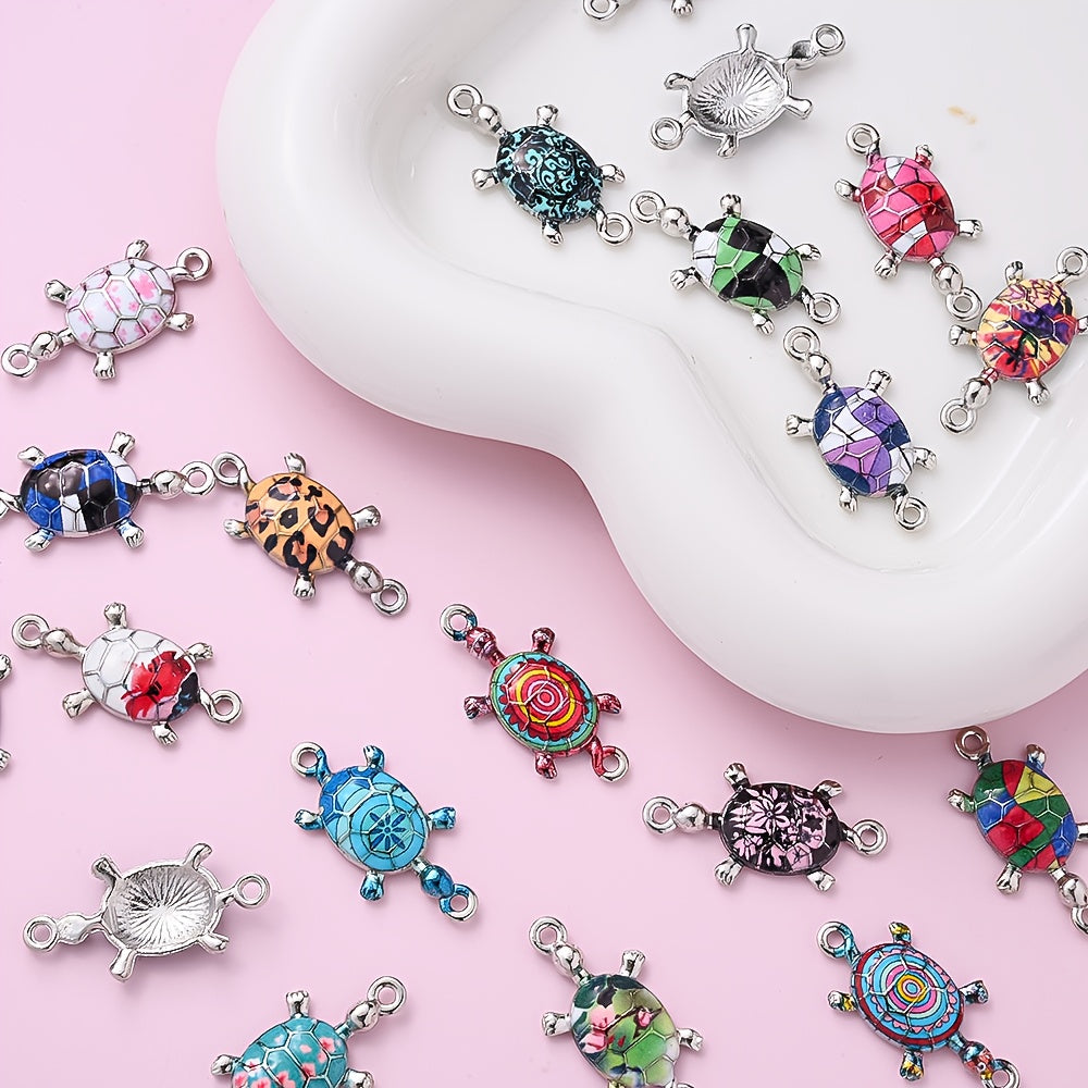 10PCS Multicolor Alloy Turtle Pendant Set