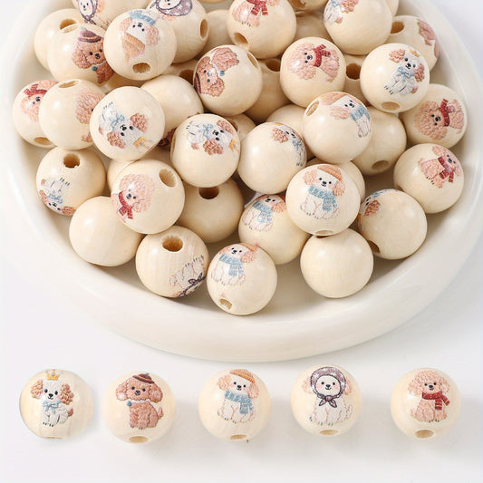 10pcs/set 16mm Dog Wooden Beads