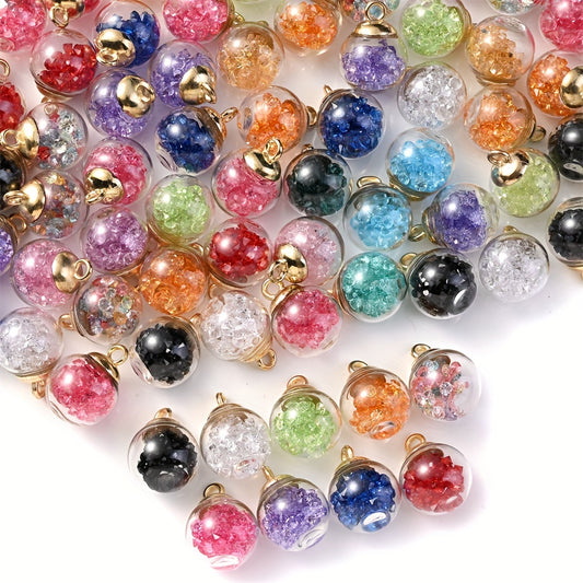 10pcs Transparent Glass Ball Rhinestone Pendant Charms