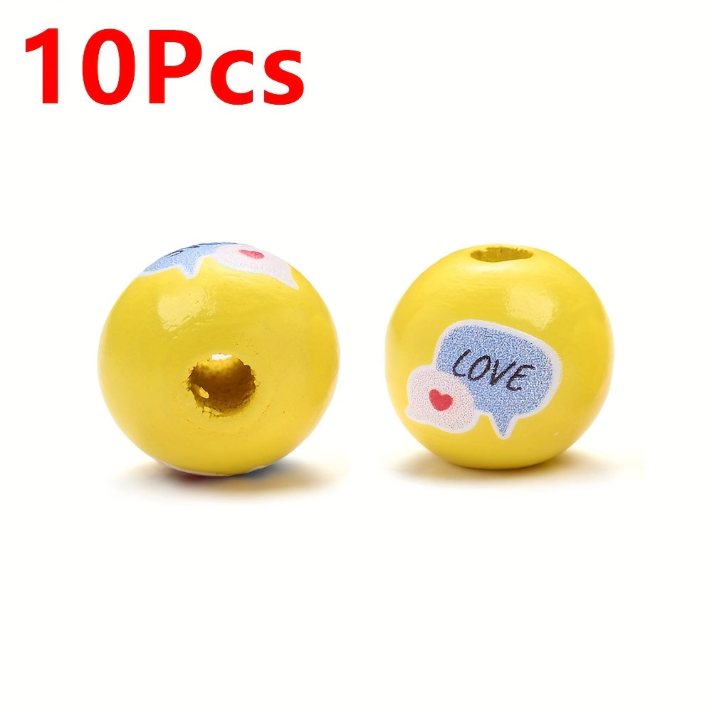 Valentine's Day Printed Wooden Spacer Beads