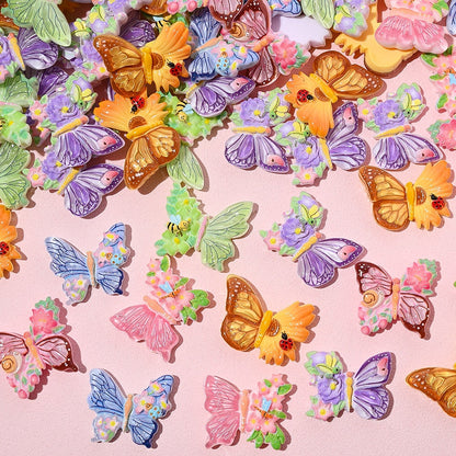 10PCS 22×26mm Colorful Butterfly Resin Flatback Embellishment Set