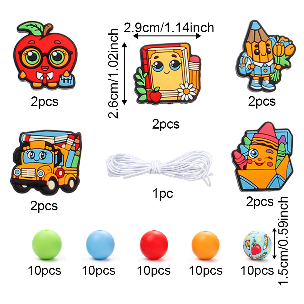 Mix Style Silicone Beads Set with Beading Pens