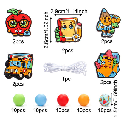 Mix Style Silicone Beads Set with Beading Pens